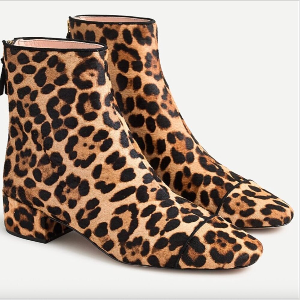 Jcrew Roxie cap-toe ankle boots in calf hair